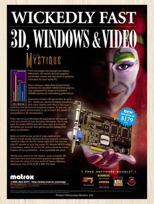 1996 Matrox Mystique 3D Original Advertisement v8