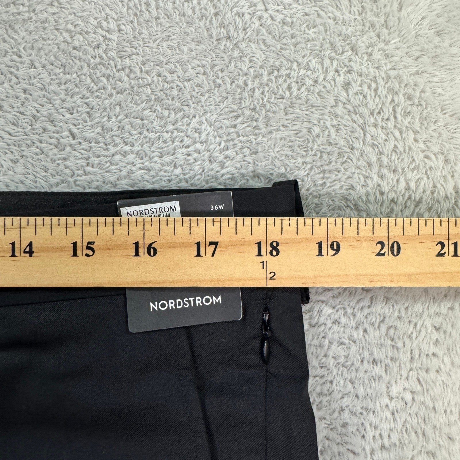 NEW Nordstrom Tech Smart Trim Fit Black Wool Spandex Dress Pant Mens 36 Unhemmed