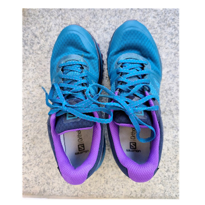 Salomon Trailster Damen Wanderschuhe Mesh Blau Lila mit Profilsohle Outdoor