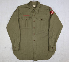 Vintage 1970s BSA Boy Scouts Wool Uniform Shirt Men  s L USA Made Scout 27 Patch