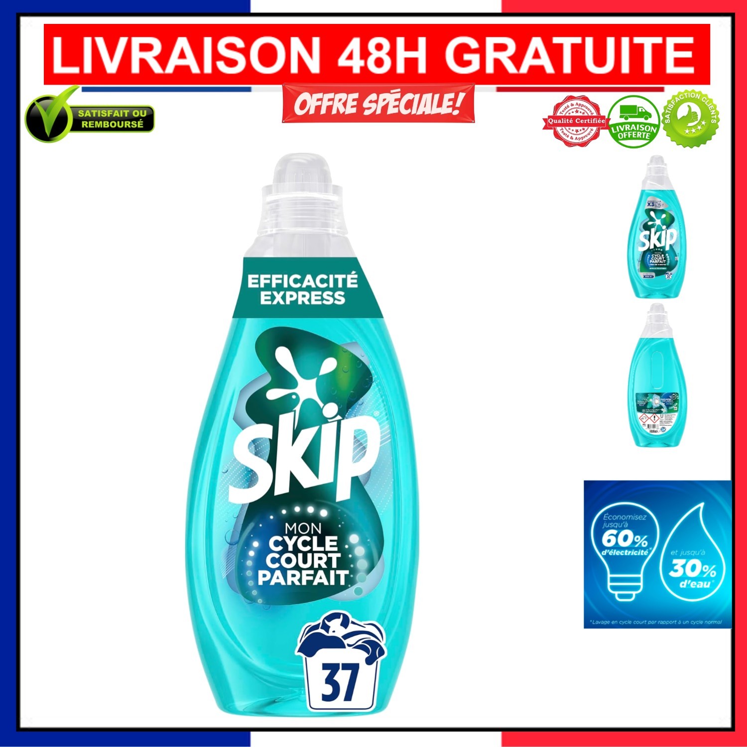 Skip Lessive Liquide Floral 37 Lavages pour un Soin Éclatant