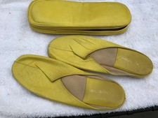 Antique 1950's Saks Fifth Avenue Yellow Zippered Slipper Case and Slippers