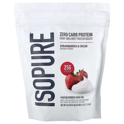 2 X  Isopure, Zero Carb Protein Powder, Strawberries & Cream, 1.06 lb (480 g)