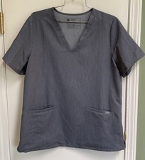 FIGS Technical Collection Womens Pocket Scrub Top Gray Size L