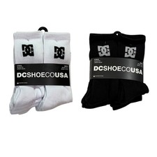 NEW DC SHOE. CO. 8 Pack Mens Crew Socks Athletic Cushioned White Black 8-12 NWT