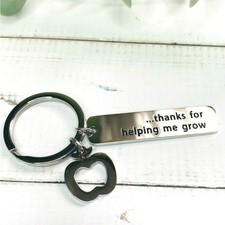 Stainless Steel Teacher Appreciation Keychain Thanks for Helping Me Grow NIP