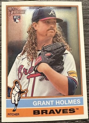 Grant Holmes Atlanta Braves 2025 Topps Heritage 22 Chrome Parallel Rookie Card