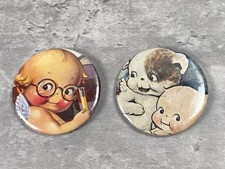 Vintage Kewpie Doll Pocket Purse Mirror 2" Lot 2 NOS 1970s Dog Glasses