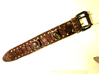 VTG NOS 70's Wide Brown Crocodile/Alligator Grain Big Buckle Cuff Watch Band
