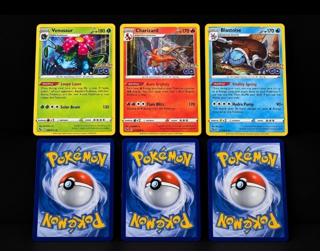 Pokemon GO Holo Set Venusaur 003/078, Charizard 010/078, & Blastoise 017/078