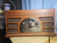 NEW CROSLEY CR66 5 IN 1 CD,AM,FM,TURNTABLE,TAPEPLAYER WOODEN CABINET INPUT JACK