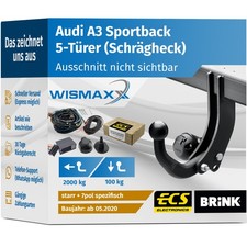 ANHÄNGERKUPPLUNG für Audi A3 8Y Sportback ab 20 starr BRINK +7polig E-Satz ECS