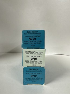 3X Wella Color Charm Semi-Permanent 9/01 Very Light Ash Blonde - 2oz AmmoniaFree