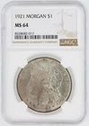 1921  Morgan Dollar NGC MS64 Philadelphia Minted Silver Dollar No Reserve