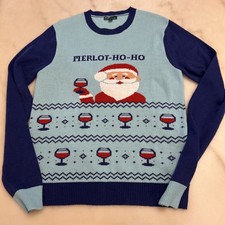 Smart Living Women’s Santa Claus Merlot Ho Ho Christmas Holiday Sweater Sz L