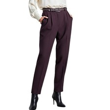 NWT VTG 80s 90s wine purple crepe belted relaxed pleated old money trousers 12