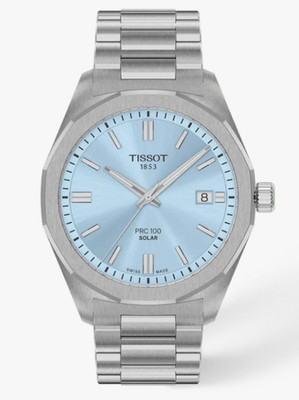 Tissot PRC 100 39 mm Steel Ice Blue Dial Solar Quartz Men's Watch T1514221135100