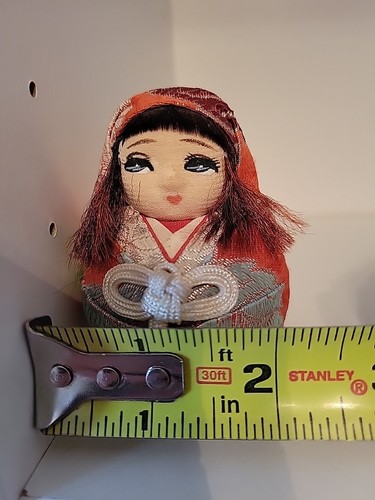 Vintage handgefertigte Kimekomi Hime Daruma japanische Hochzeit Geburt Puppe Geschenk Glück SIEHE - Bild 13 von 14