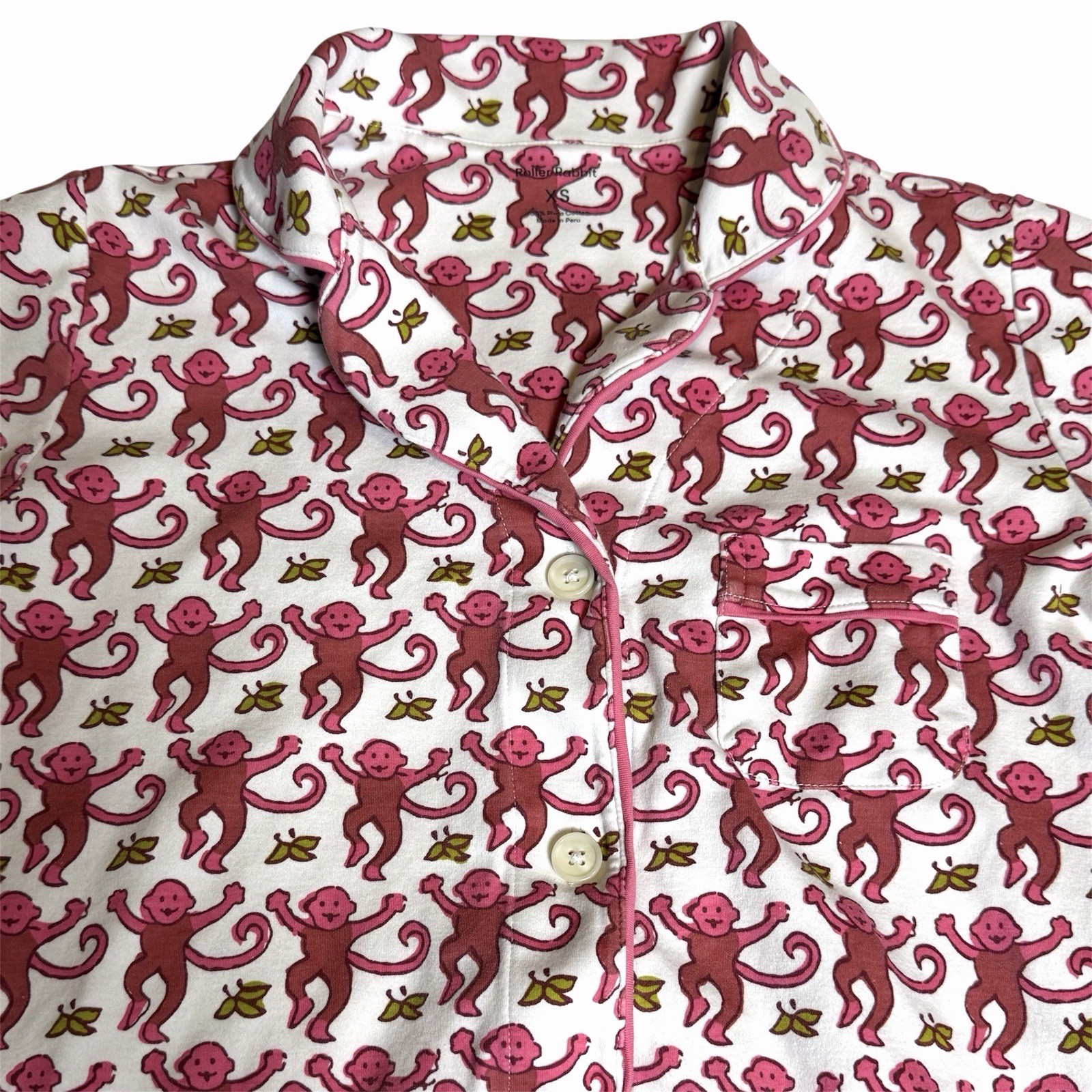 Roller Rabbit Monkey Watermelon Polo Pajamas XS P… - image 3