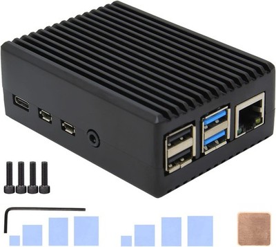 Heavy-Duty Passive Cooling Aluminum Case Compatible with Raspberry Pi 4 Model B
