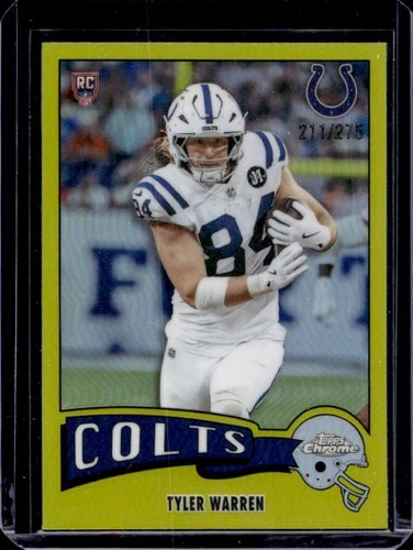 2025 Topps Chrome Tyler Warren 1975 RC Yellow Refractor Rookie #/275 Colts