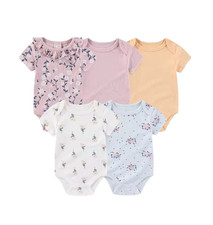 5 Pcs Fashion Cartoon Short Sleeve Baby Boy Girl Bodysuits Soft Newborn Clothes