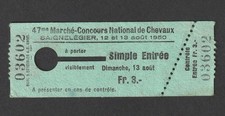 VINTAGE MARCHÉ-CONCOURS NATIONAL DE CHEVAUX SAIGNELÉGIER SWISS HORSE SHOW TICKET
