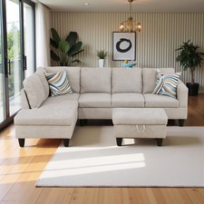 97" Oversized Sectional Couch, L Shaped Couch with Storage Ottoman, Modern Mo...