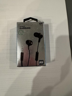 CT TEK Universal Stereo Wired Earbuds Black 3.5mm Tip Mic Comfort Fit In-Ear