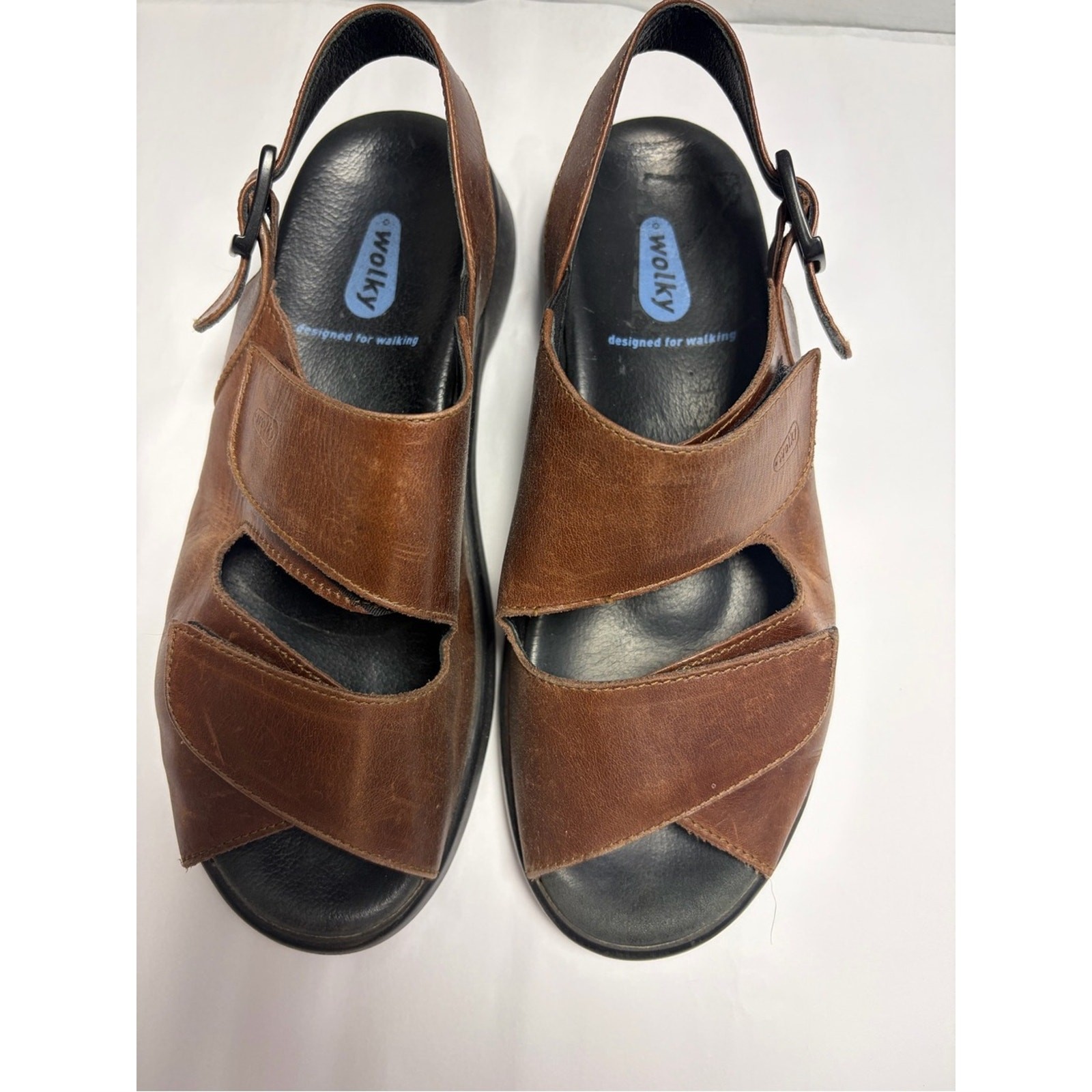Wolky Nimes Brown Leather Comfort Sandals Women's Size 38 US 7-7.5