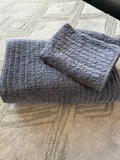 Velvet Queen Size Quilt with Two Shams in Charcoal