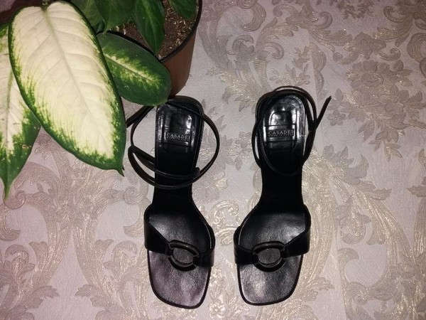 Women Casadei Heels Black Leather 40.5
