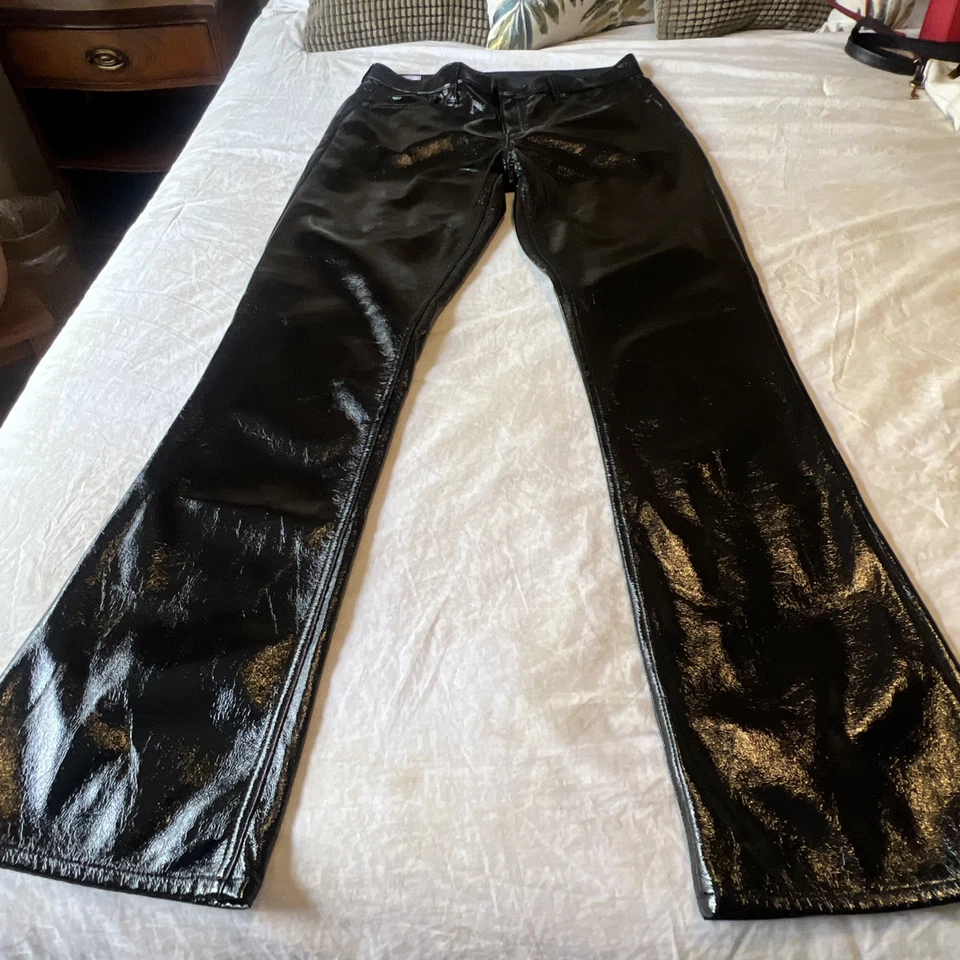 Pantalones de bota de bebé Gap tiro medio veganos de imitación de cuero 32/14T nuevos con etiquetas $90 negros elásticos 32T Foto 2 de 4