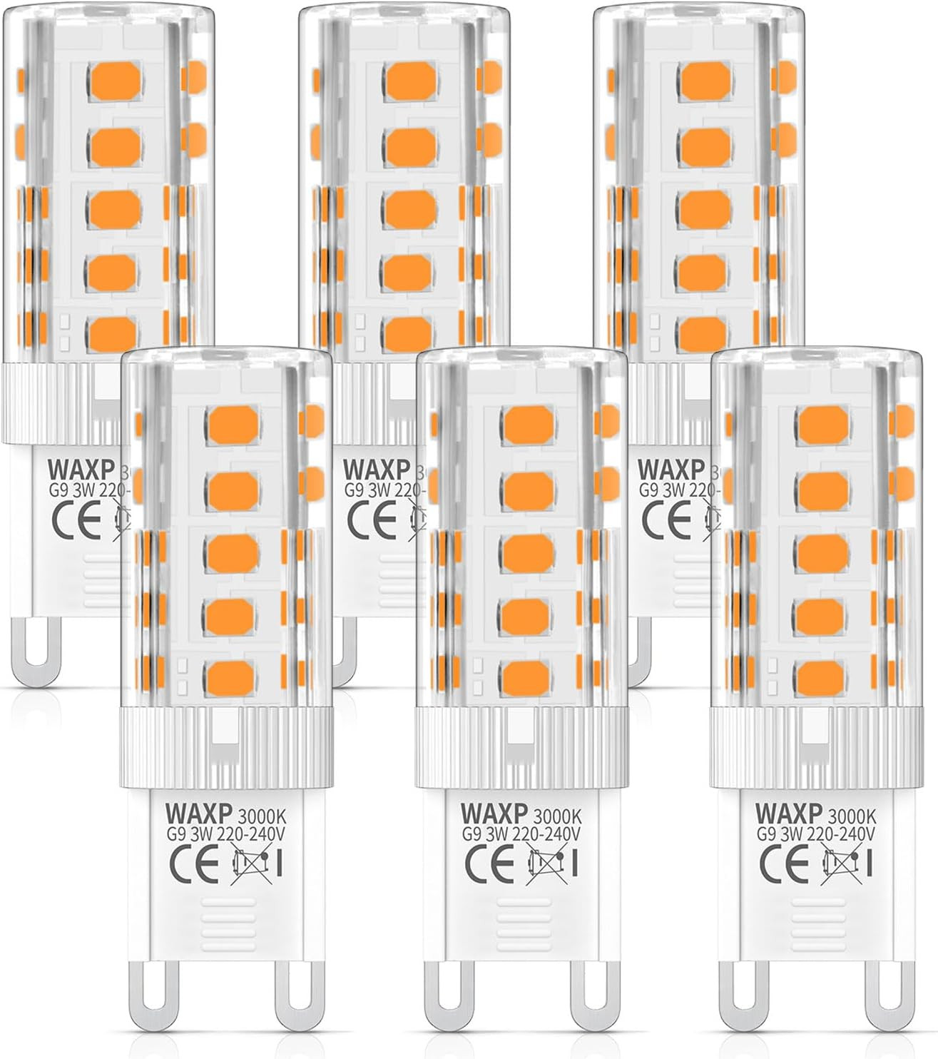 G9 LED Bulbs Warm White 3W, No Flickering, 3000K, Equivalent 30W G9 Halogen Ligh