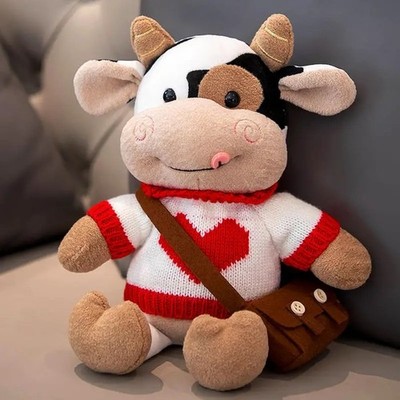 HOT 30cm Cow Plush Doll Cute Stuffed Animal Toy Soft Plush Gift for Boys Girls