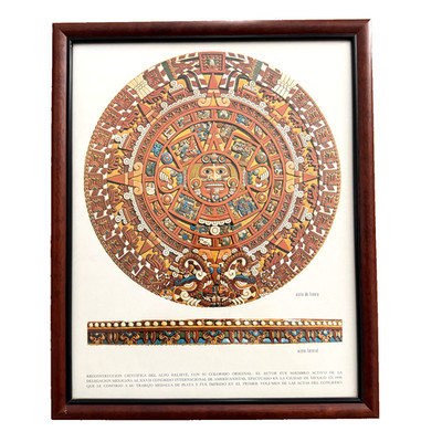 The Sun Stone or Aztec Calendar Mexican Art Robert Sieck Flandes Vintage Print