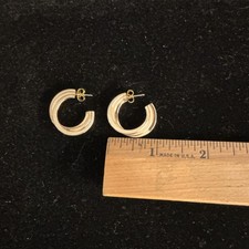 Gold Tone Round Hoop Earrings, Butterfly Back...