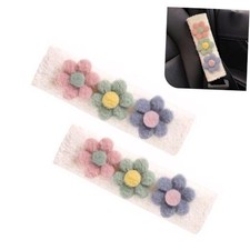2 PCS Car Seat Belt Cover Pads, Cute Flower Safety Seatbelt Covers Cushion,