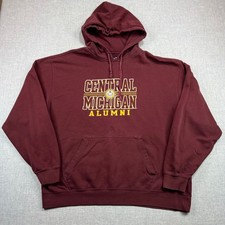 Central Michigan Alumni Hoodie Gear Sports Men XXL Maroon Distressed Sweatshirt