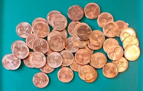 1957-D Lincoln Wheat Roll BRILLIANT RED UNCIRCULATED See Pics Nice Roll 50 Lot**