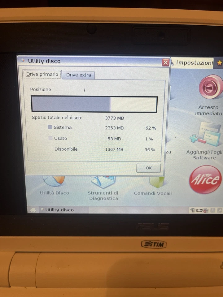 Netbook Asus EEE PC 4G Mini 7" Intel Celeron 900MHz 4GB SSD Wi-Fi Linux - Immagine 3 di 4
