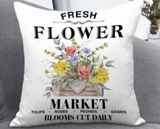 Farmhouse Flower Market Throw Pillow Cover Floral Peonies Daisies 18x18 New