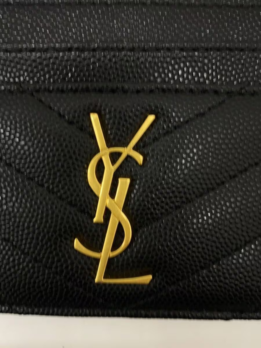 SAINT LAURENT Monogram Card Case in Grained Poudre Embossed Leather, Black thumbnail 3