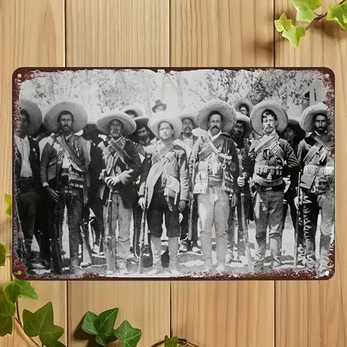 Vintage Pancho Villa Mexican Revolution Tin Metal Signs Home Décor 8x12 Rustic W