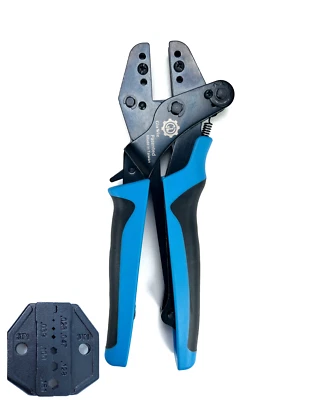 GIZWIZ Interchangeable Parallel Ratchet Crimper RF Coax RG174 RG178 RG180 RG187