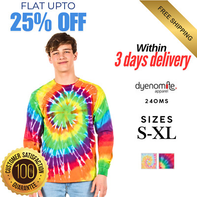 DY936 Dyenomite Apparel 240MS Unisex Long Sleeve Multi-Spiral Stylish T-Shirt
