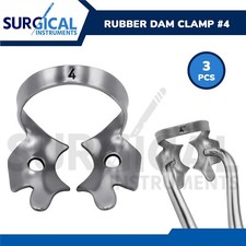 3 Pcs Endodontic Rubber Dam Clamps #4 Stainless Steel German Grade