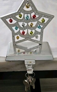 Star Stocking Metal Silver Hook Hanger 