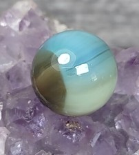 Gorgeous Opaque Blue Tan Color Old Patch NM Vitro Agate Vintage Marbles .62"