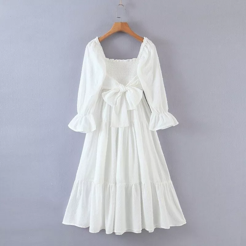 White long hotsell sleeve dress casual